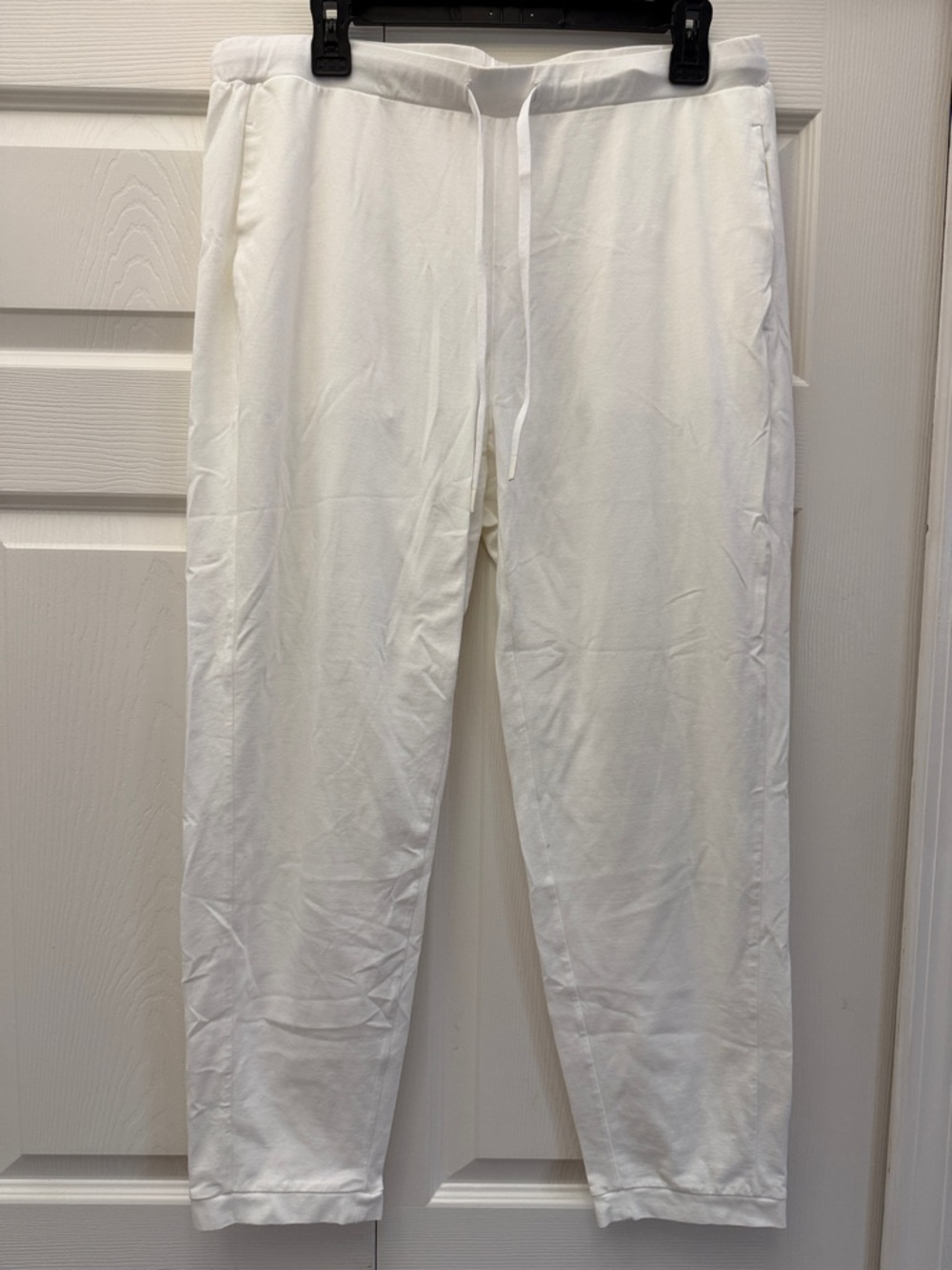 Eileen Fisher White Relaxed Drawstring Trousers